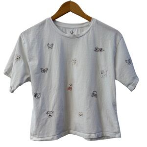 Organic Generation Embroidered Dog Cropped Tee, 100% Cotton, Size L Short Sleeve